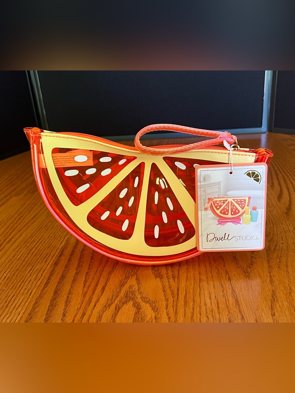 Dwell Studio Orange Slice Clear Wristlet Pouch - Orange & Yellow